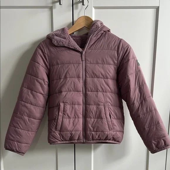 Plush Mauve Hooded Puffer Jacket - Picture 5 of 6